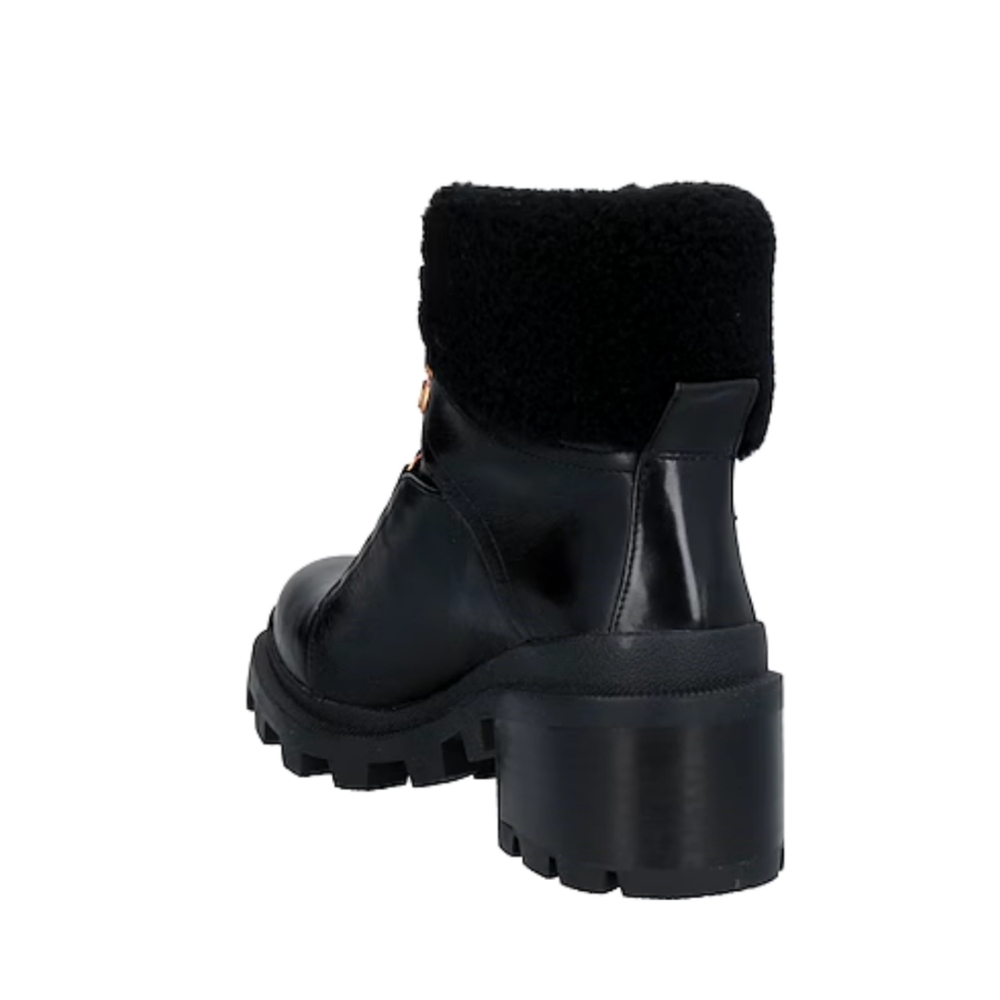 Alice + Olivia Hettie Sherpa Leather Moto Combat Boots Size 10 | Black Lug Sole - Picture 9 of 16